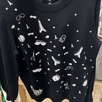 [S] KARL LAGERFELD SPARKLE SCATTERED LOGO SWEATER, BLACK, L2ZSS771-BLK (SKL471)