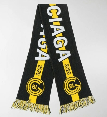 FBG05904 BALENCIAGA 黑底白字黃條圍巾 #640920 484B0 (E)