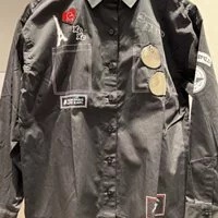 [S] KARL LAGERFELD WHIMSY PATCHES SHIRT, BLACK, L2TA0626-BLK (SKL487)