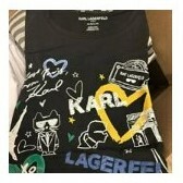 [S] KARL LAGERFELD HEART WHIMSY LOGO TEE,BLACK, L2WHC081-BLK (SKL490)