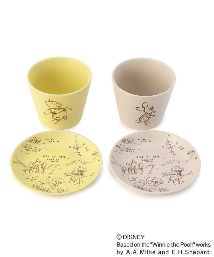 【現貨】日本迪士尼小熊維尼百畝森林杯盤禮盒四件組