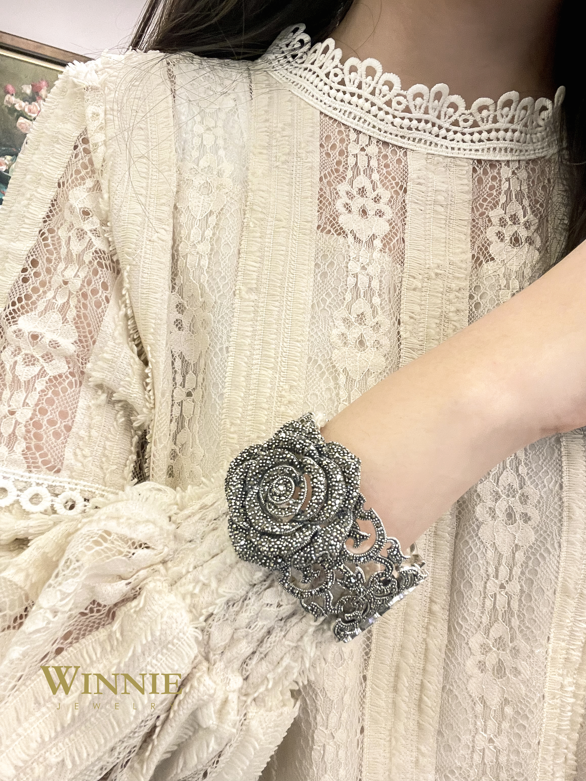 復古奢華玫瑰花紋手環OP2071