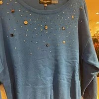 [S] KARL LAGERFELD LOGO EMBELLISHMENT SWEATER,DEEP FRENCH BLUE, L2KSS795-3GE (SKL495)