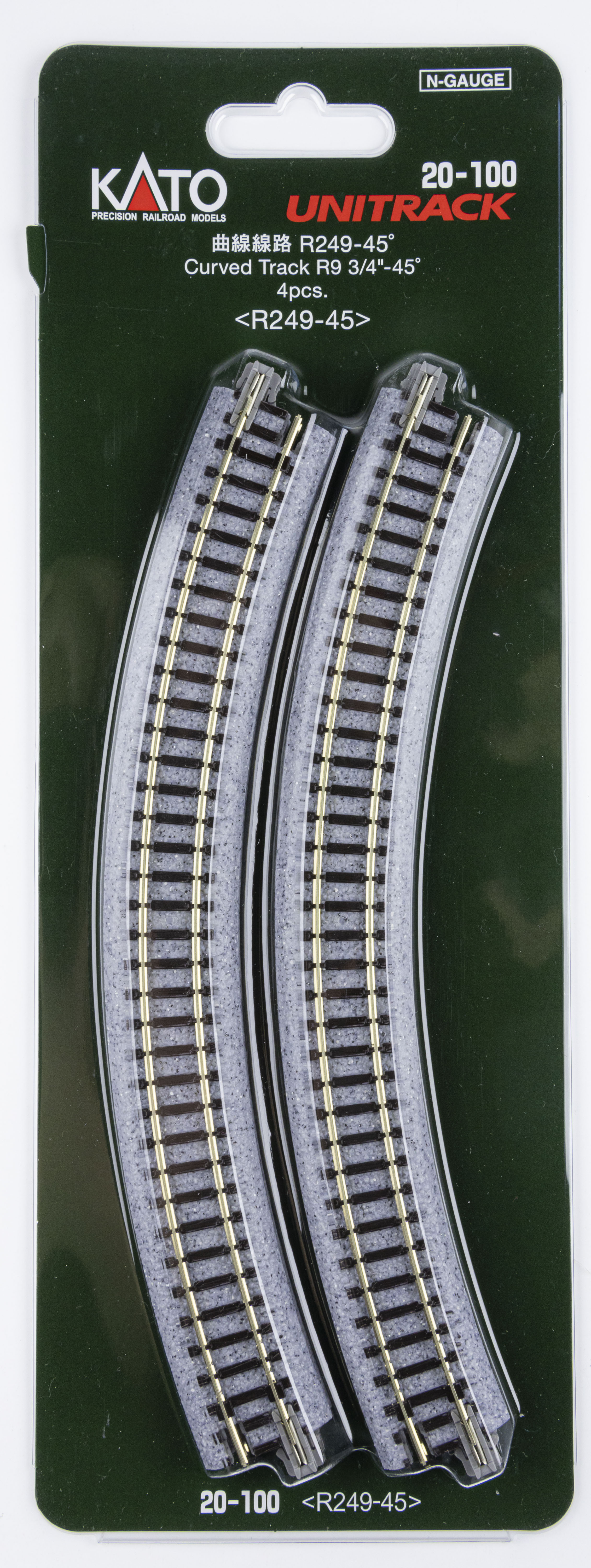 Kato 20-100 N規 曲線線路 R249 mm 45度