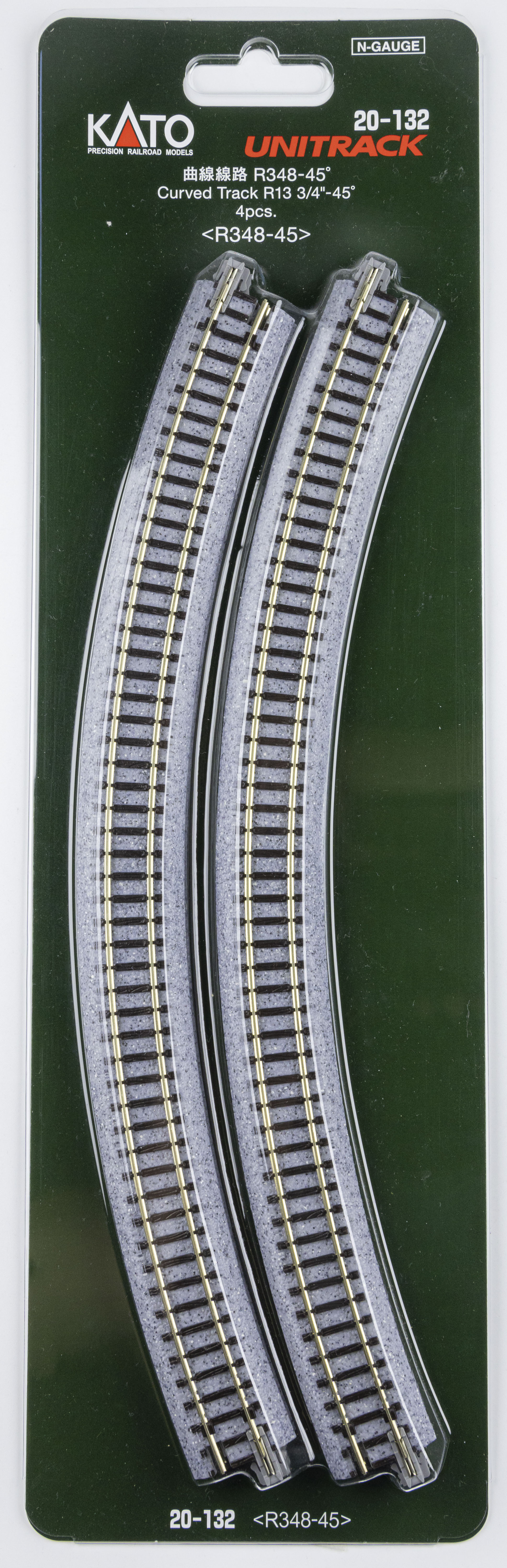 Kato 20-132 N規 348mm 曲線線路45度