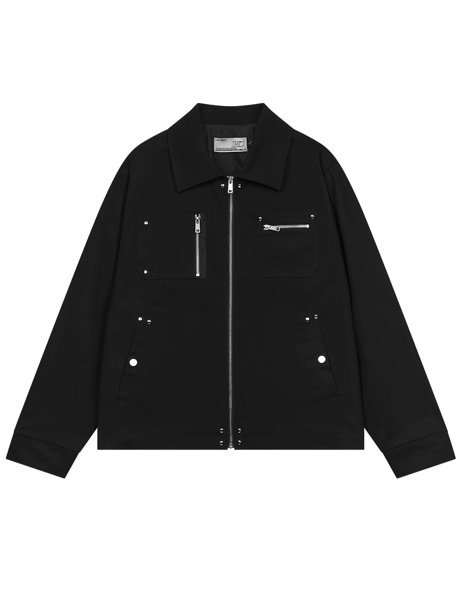 HARSH AND CRUEL 23SS 不對稱口袋拉鍊撞釘設計高級感外套 HN231050007