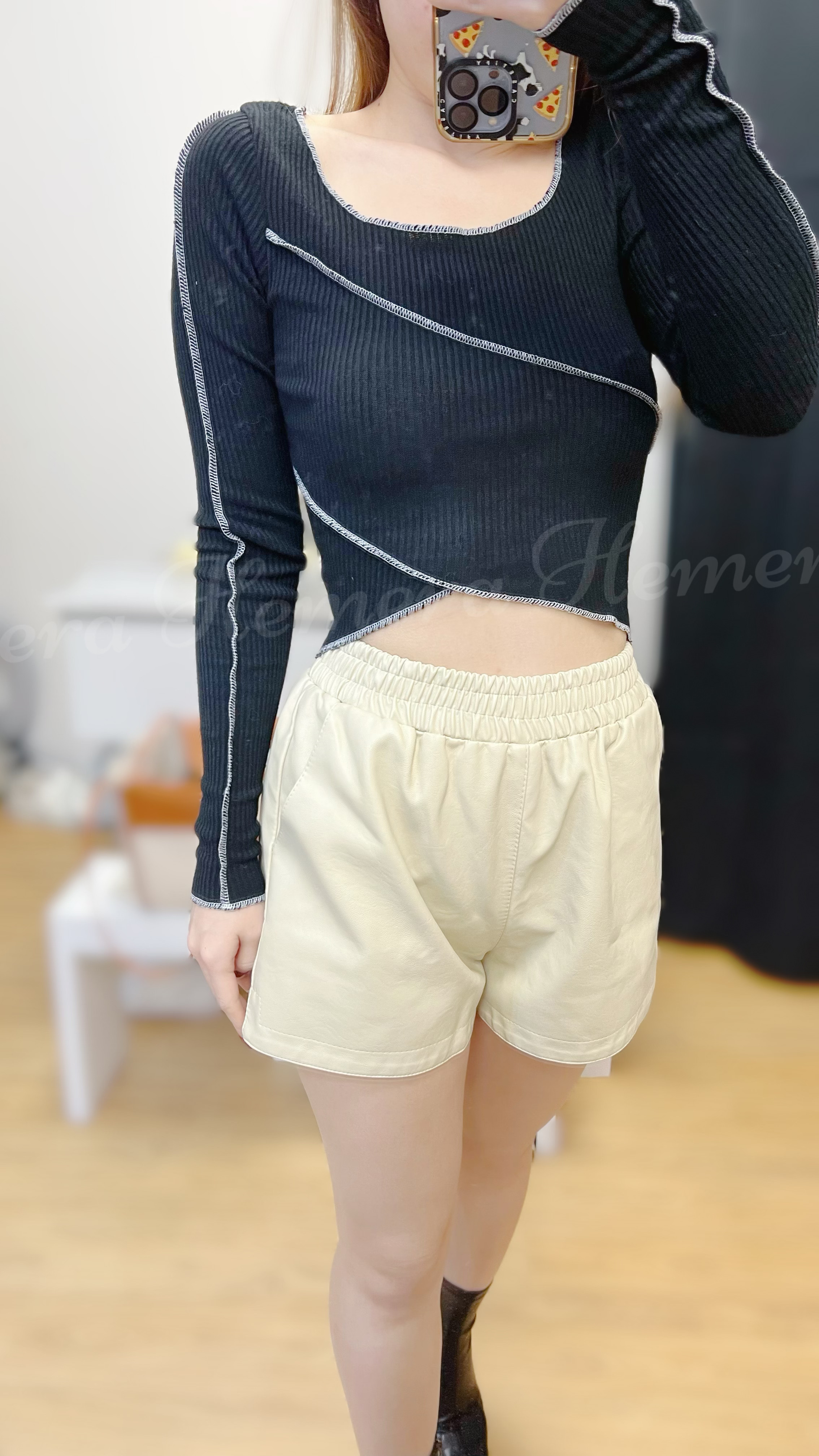 TP23W0210 性感交叉露臍棉質上身