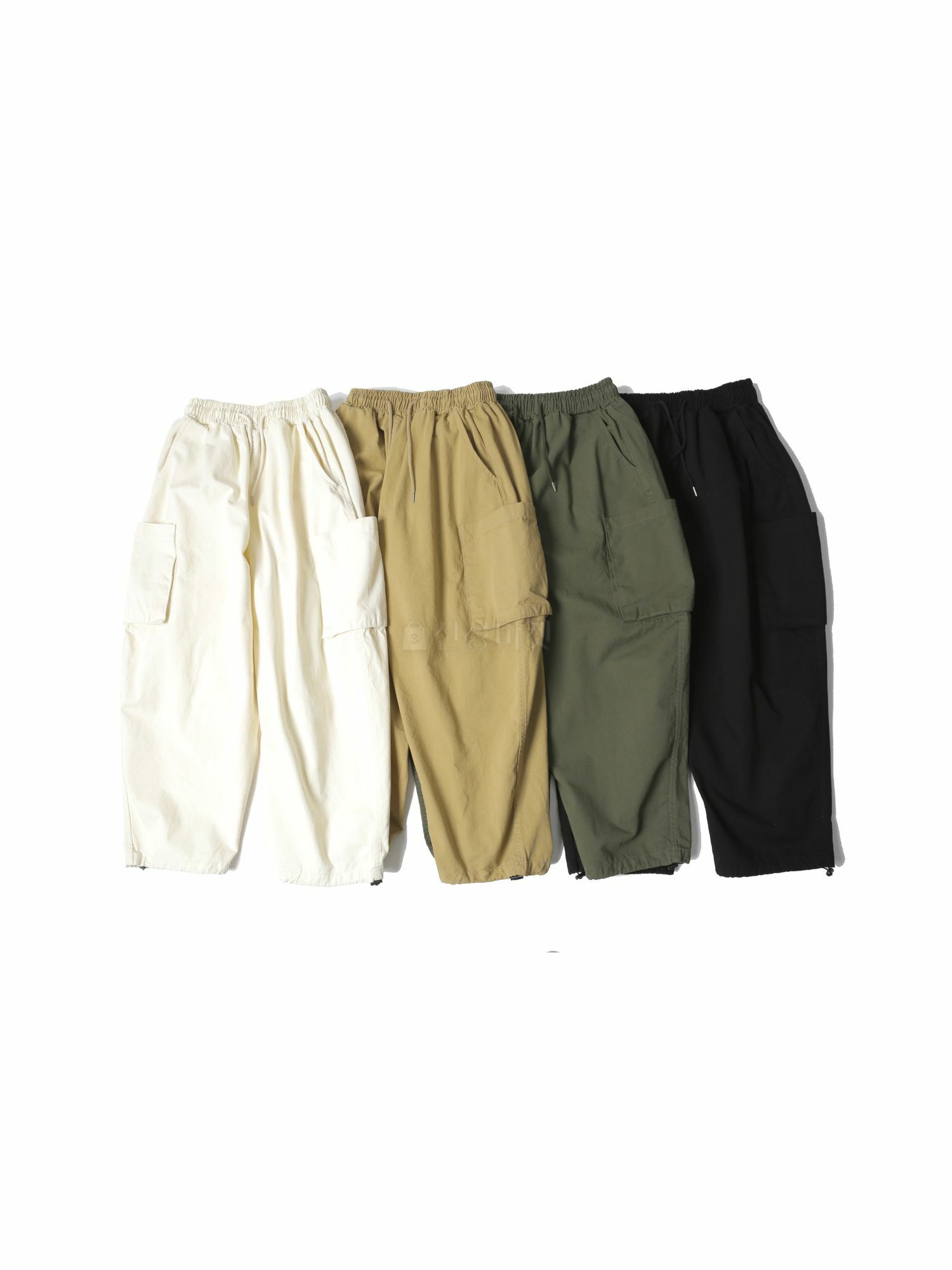 蓬鬆立體感鬆緊帶工裝褲