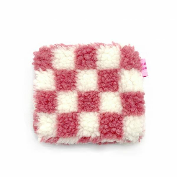 JCC 玫瑰粉棋盤羔羊毛方型零錢包