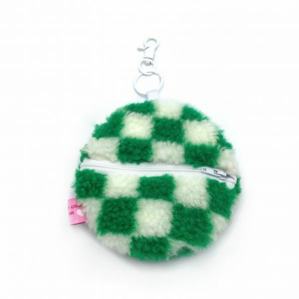 JCC 森林綠棋盤羔羊圓圓零錢包掛飾