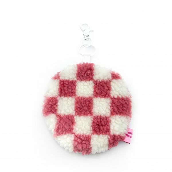 JCC 玫瑰粉棋盤羔羊圓圓零錢包掛飾