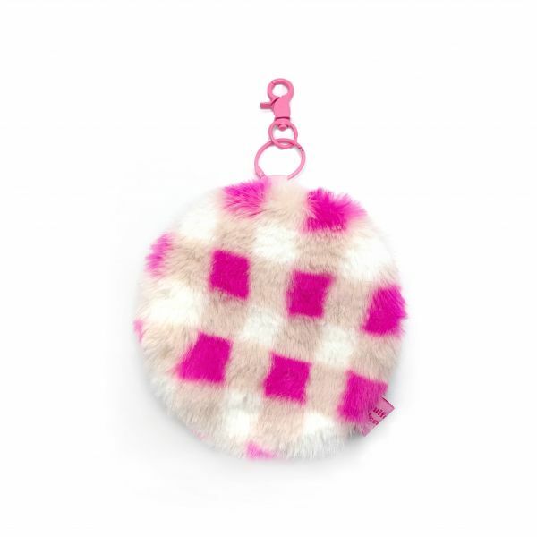 JCC 粉紅野餐格圓圓零錢包掛飾