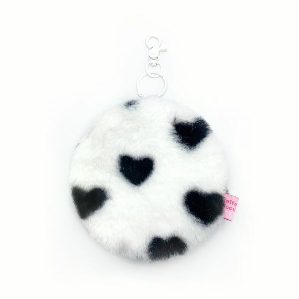 JCC 白底黑心圓圓零錢包掛飾