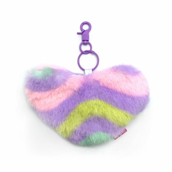 JCC 粉紫波浪愛心零錢包掛飾