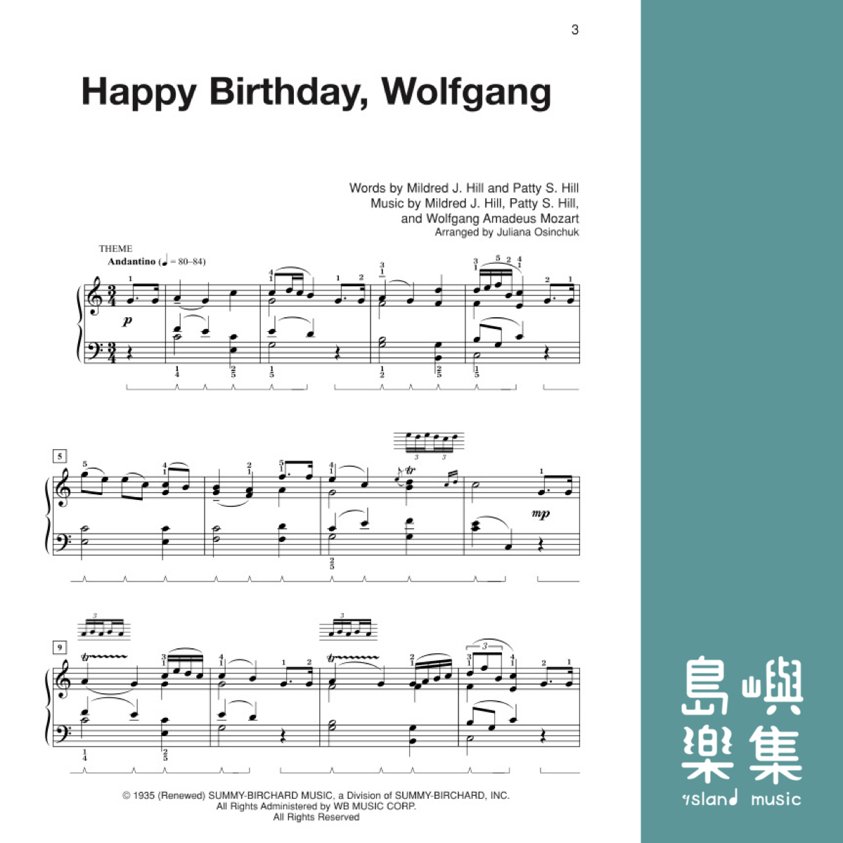 Happy Birthday Wolfgang: Piano Sheet