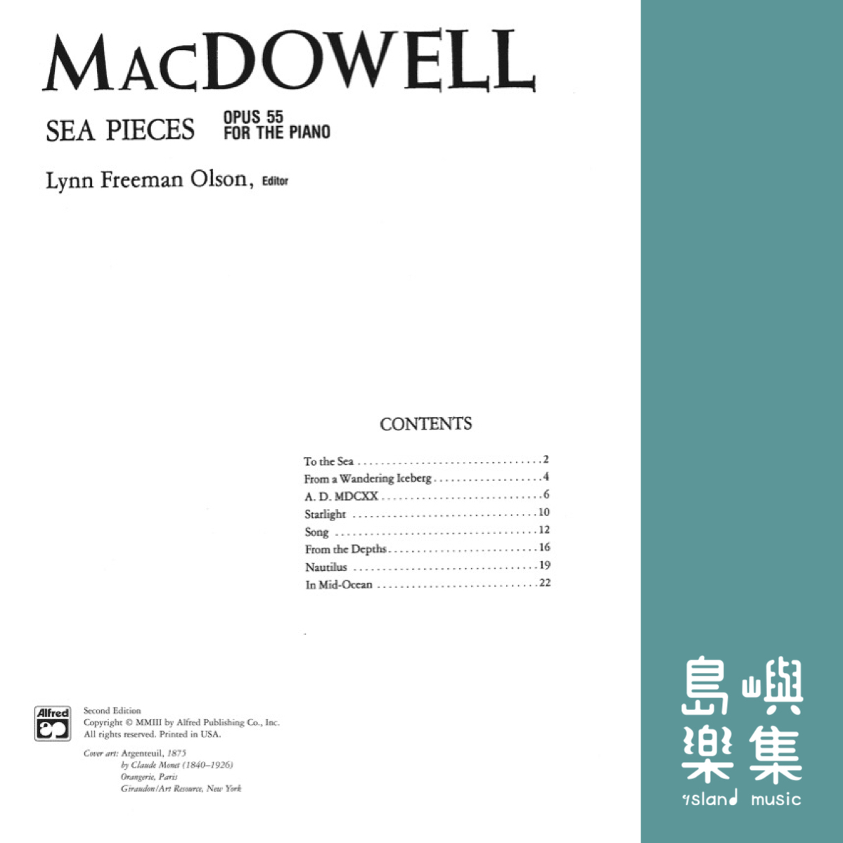 MacDowell: Sea Pieces, Opus 55: Piano Book