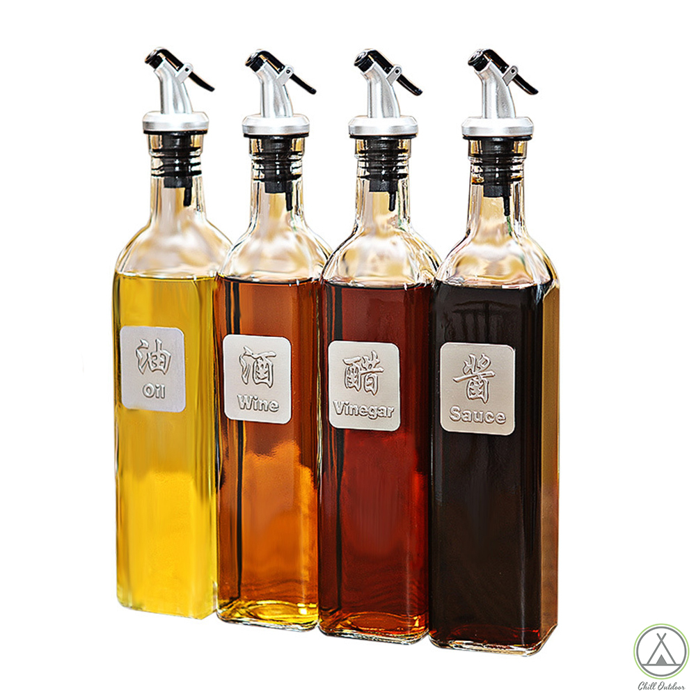 500ml玻璃調味罐四入組－(贈竹製收納架)