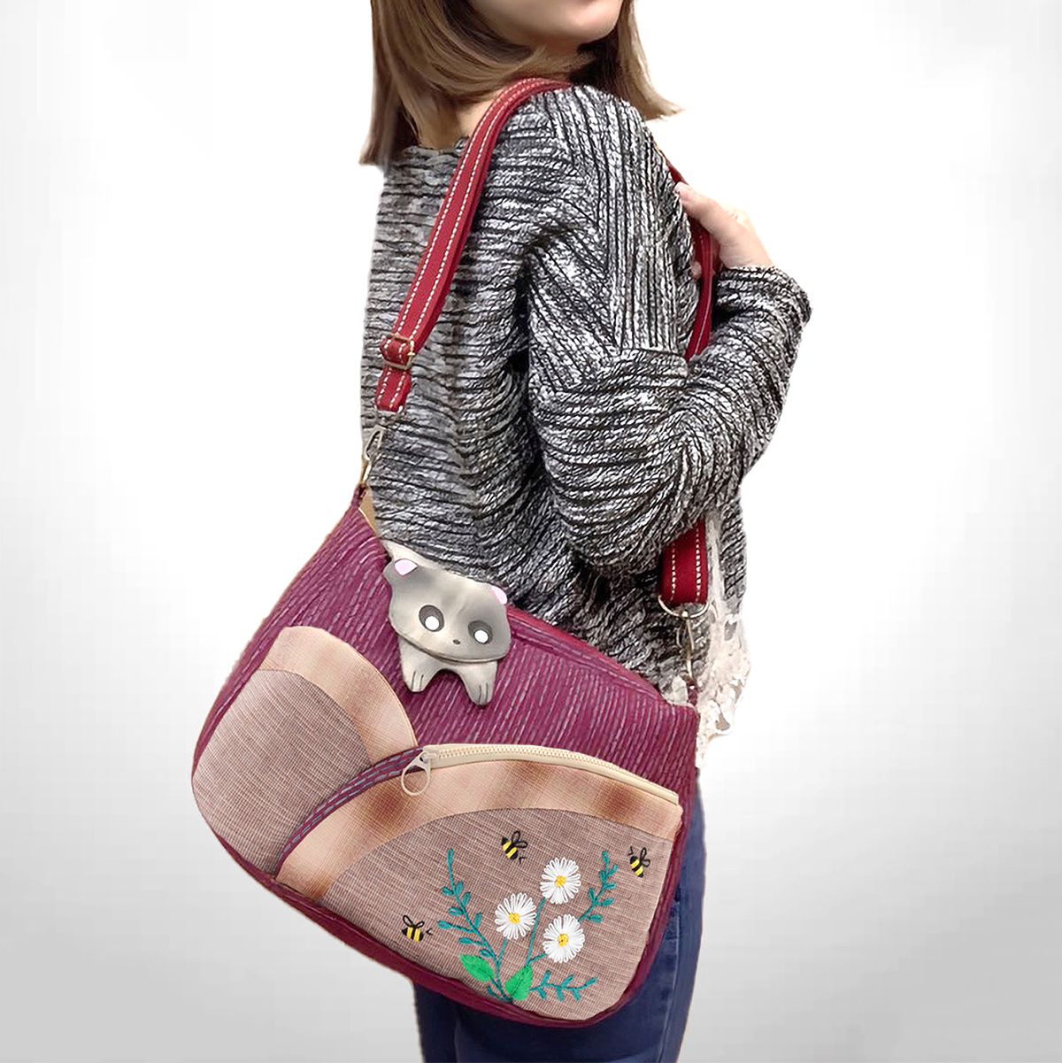 調皮小熊先染布肩背/斜背包(材料包)