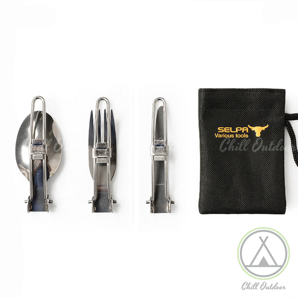 不鏽鋼折疊餐具組－(附收納袋)