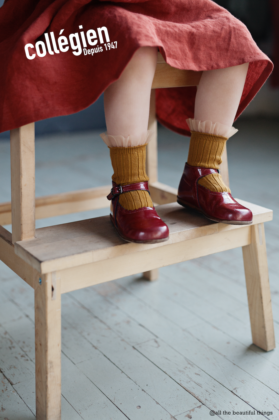 COLLÉGIEN - Margaux Tulle Frill Ribbed Ankle Socks（Blanc Neige）