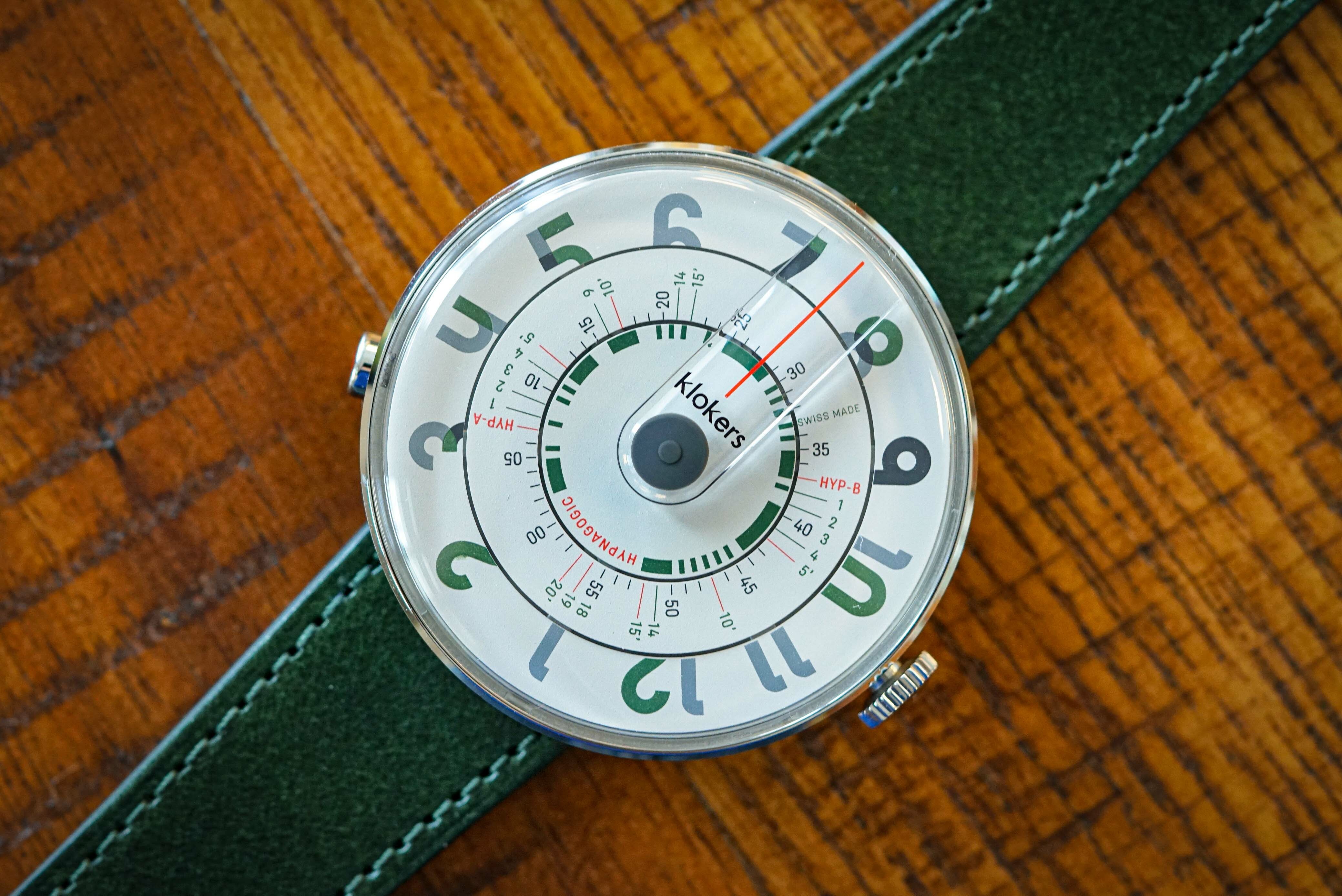 klokers 庫克錶 KLOK-01-H3 綠字錶頭+單圈皮革錶帶