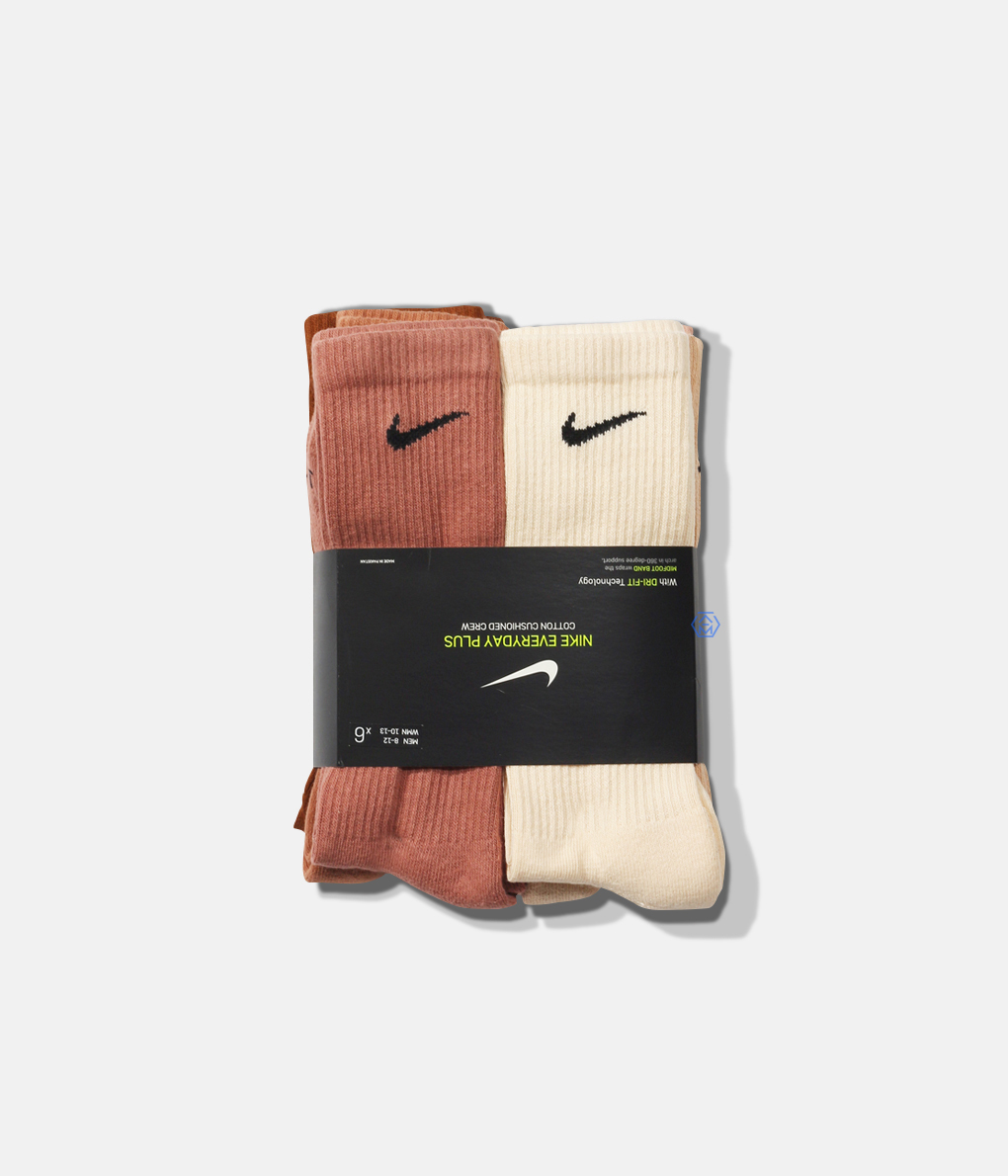 Nike Everyday Plus Cushioned 大地色高筒襪一組(六雙入) (SX6897-904)