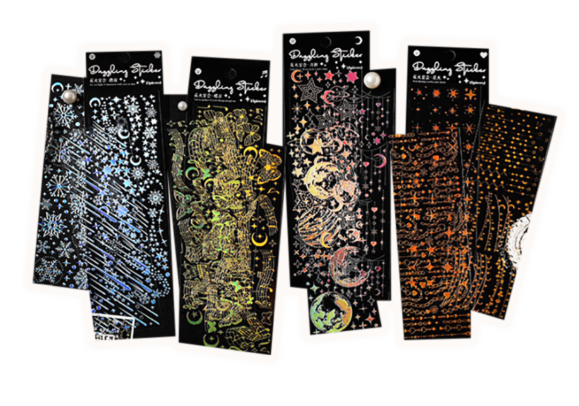 花火宴會系列燙金燙銀手帳素材裝飾貼畫  W-TZ-5099