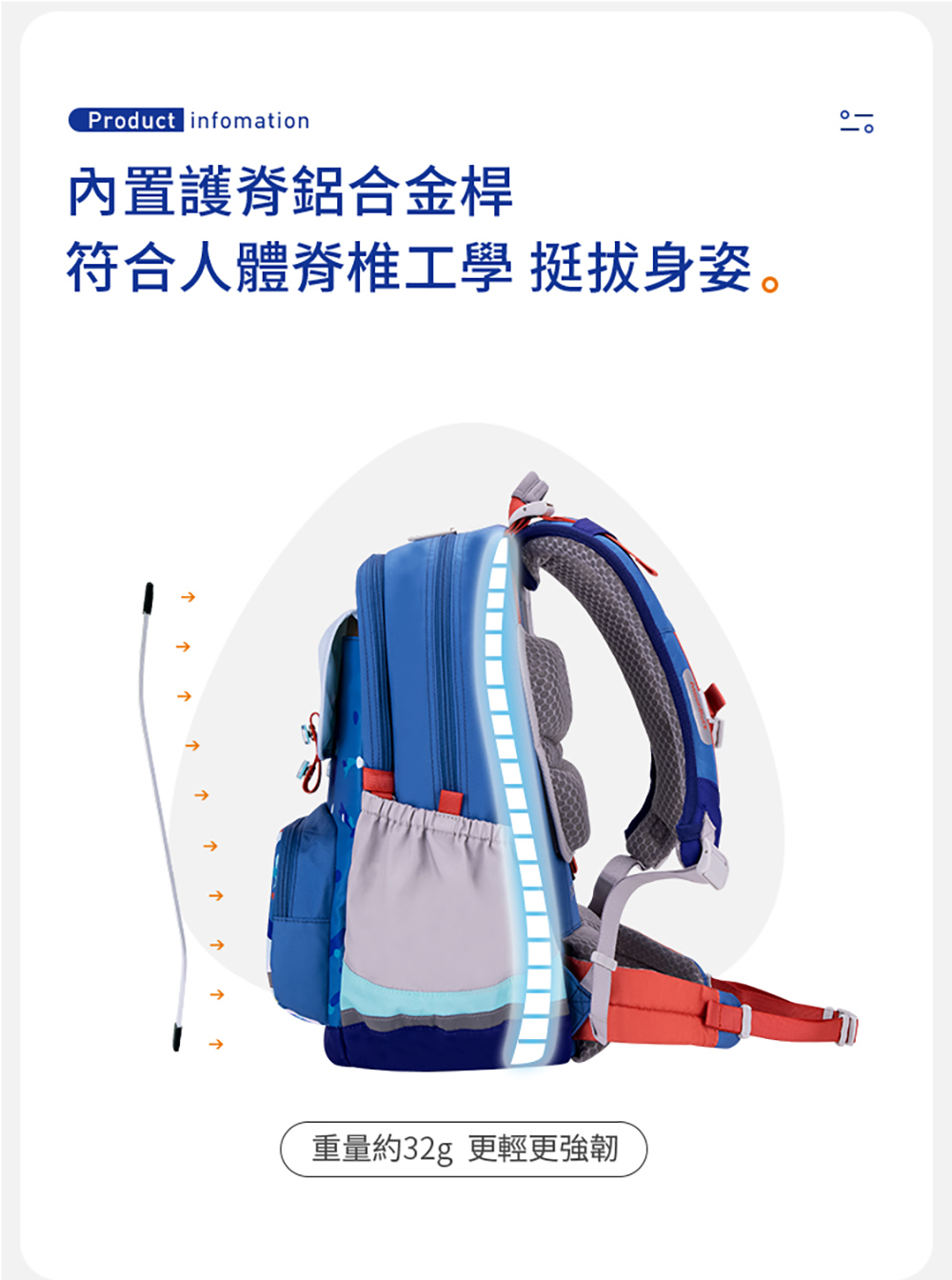 MoonRock - SP200P 黑色限定版成長型護脊書包-磁吸式LED胸扣2022 建議身高120-160cm-21L