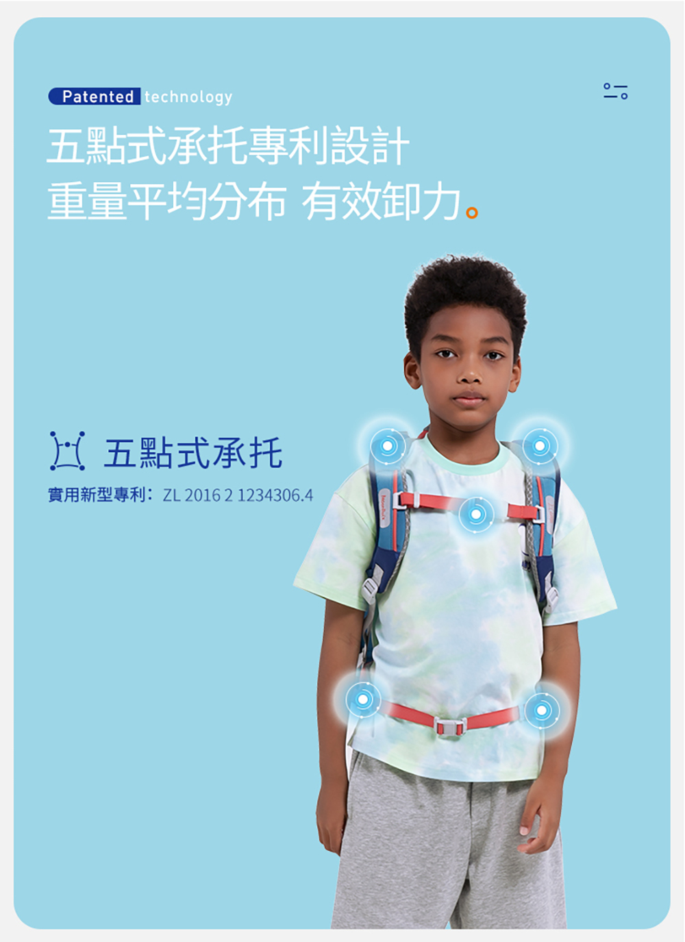 MoonRock - SP200P 黑色限定版成長型護脊書包-磁吸式LED胸扣2022 建議身高120-160cm-21L