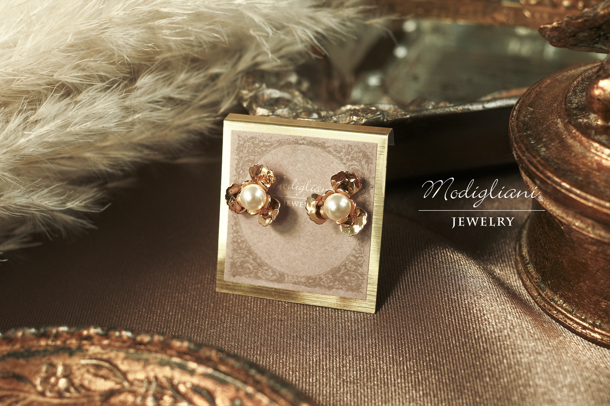 黃銅飾品,黃銅,氣質,花草,耳環,仙女,18K金,甜美,施華洛世奇水晶珍珠