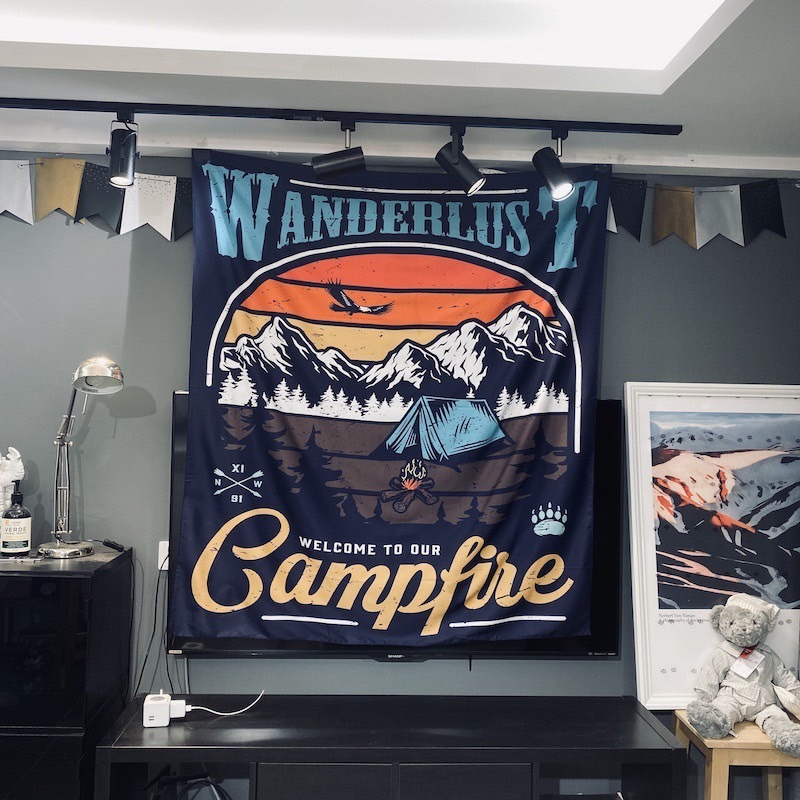 露營 復古風格居家掛布－(12色)