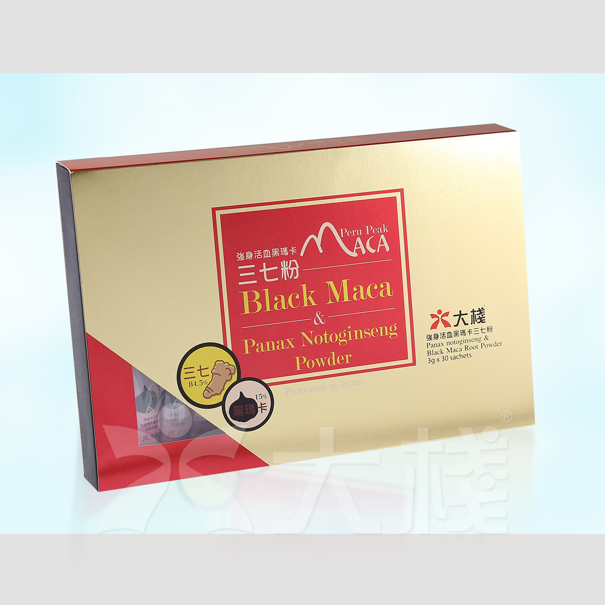 強身活血三七黑瑪卡粉 (3克x30包) 日本生產  (84.5%特級大三七 15%秘魯特大黑瑪卡)