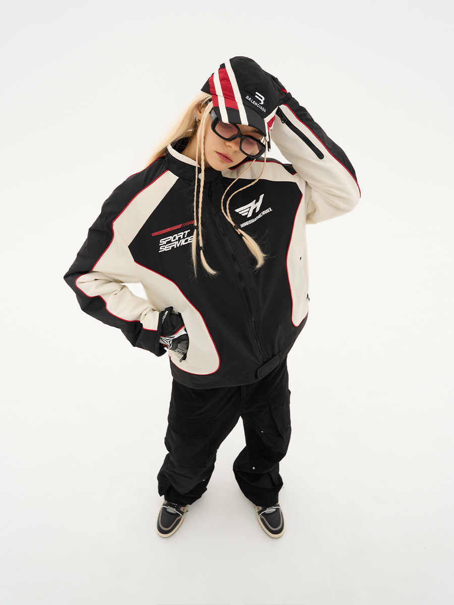 Harsh and Cruel 23SS 賽道元素拼接賽車外套 HM231050049