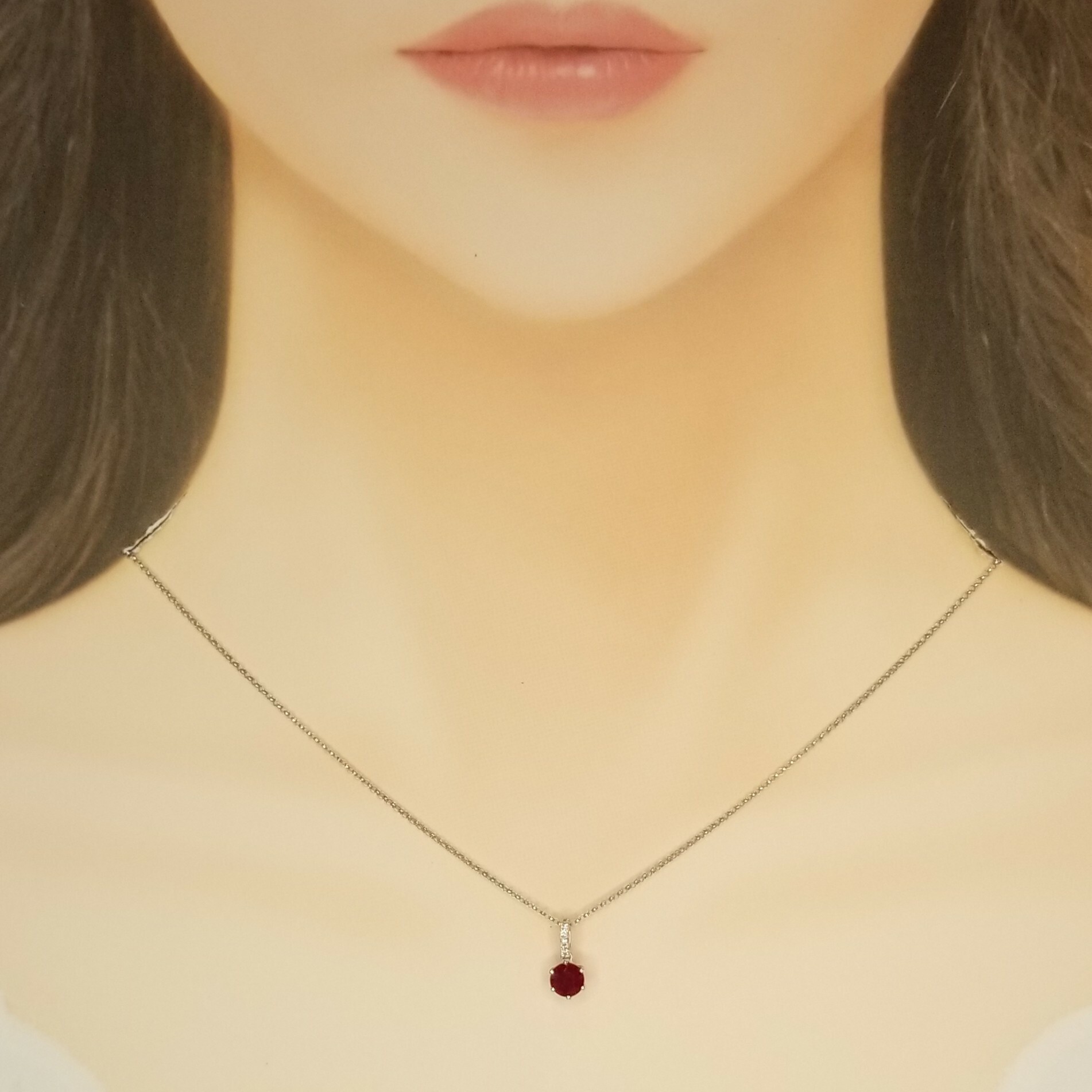 18K White Gold 0.82ct Ruby and Diamond Pendant