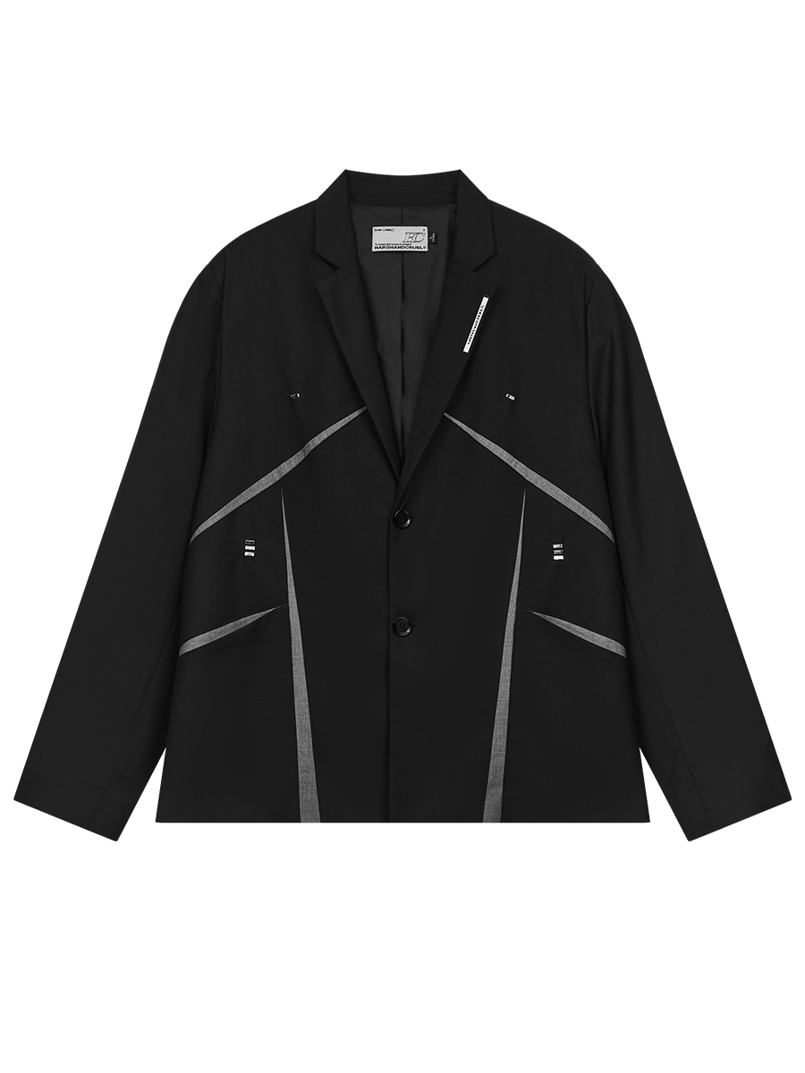 HARSH AND CRUEL 23SS 立體剪裁破縫解構拼接設計金屬扣件西裝外套 HN231110039
