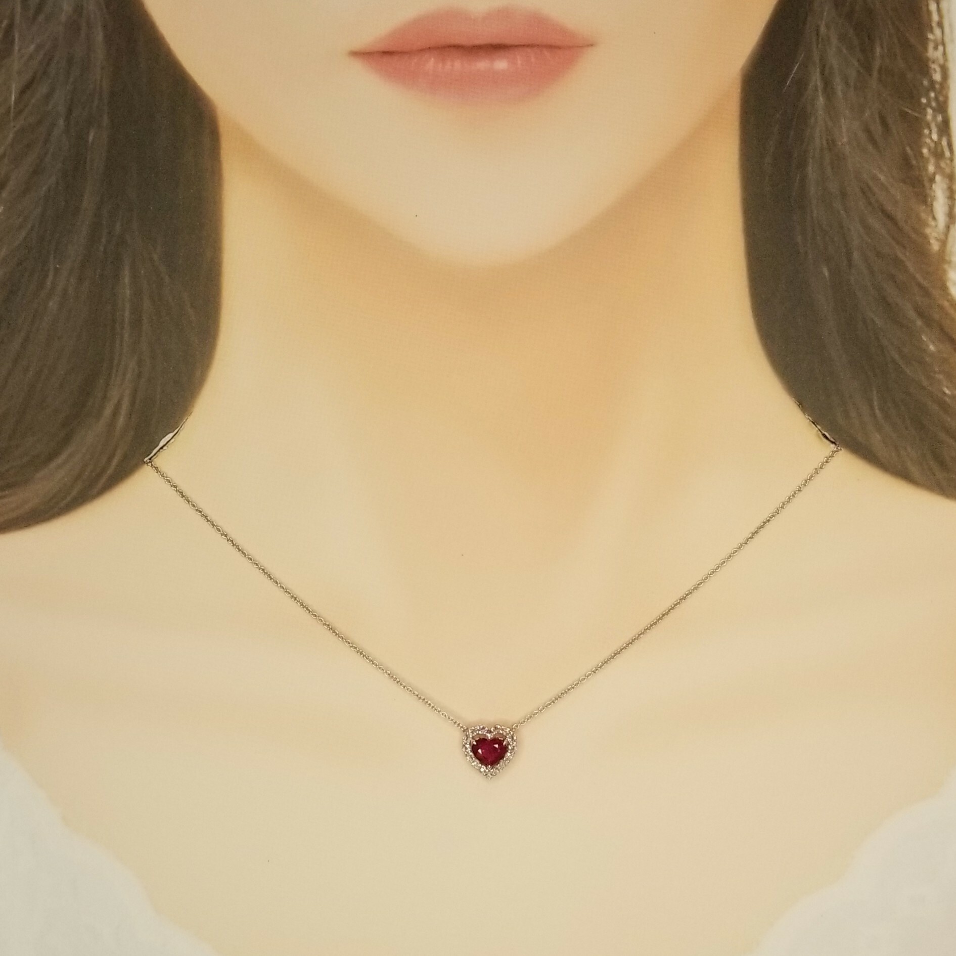 18K White Gold 1.08ct Ruby and Diamond Necklace