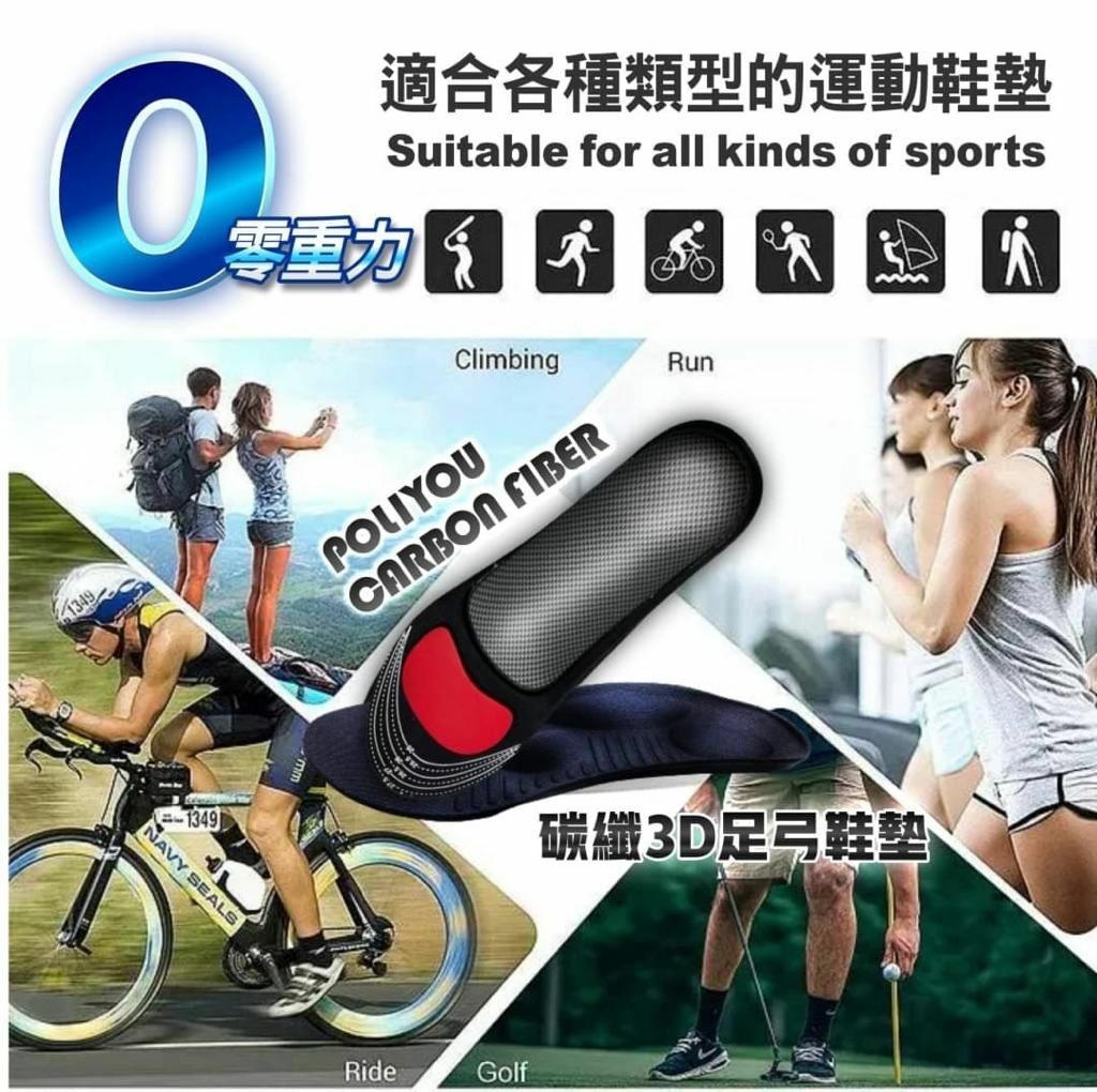 台灣製造碳纖3D足弓鞋墊