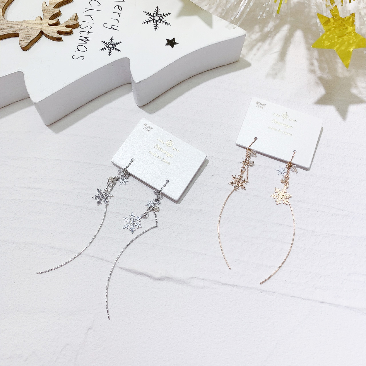 雪花長鏈耳環