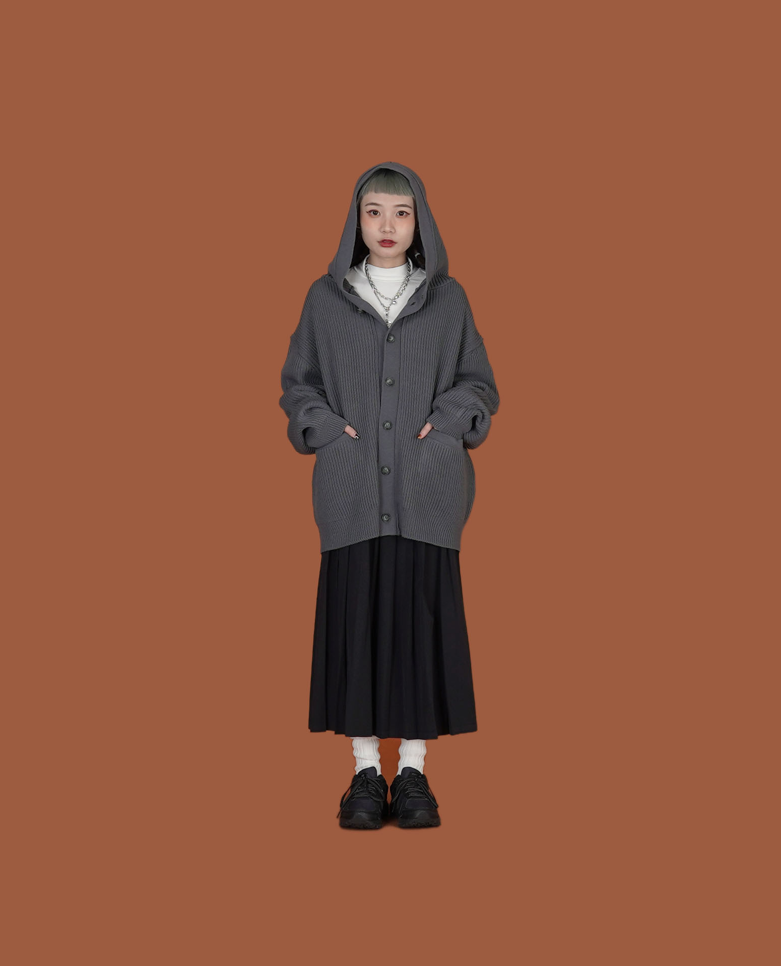 細綁繩可調腰打褶裙