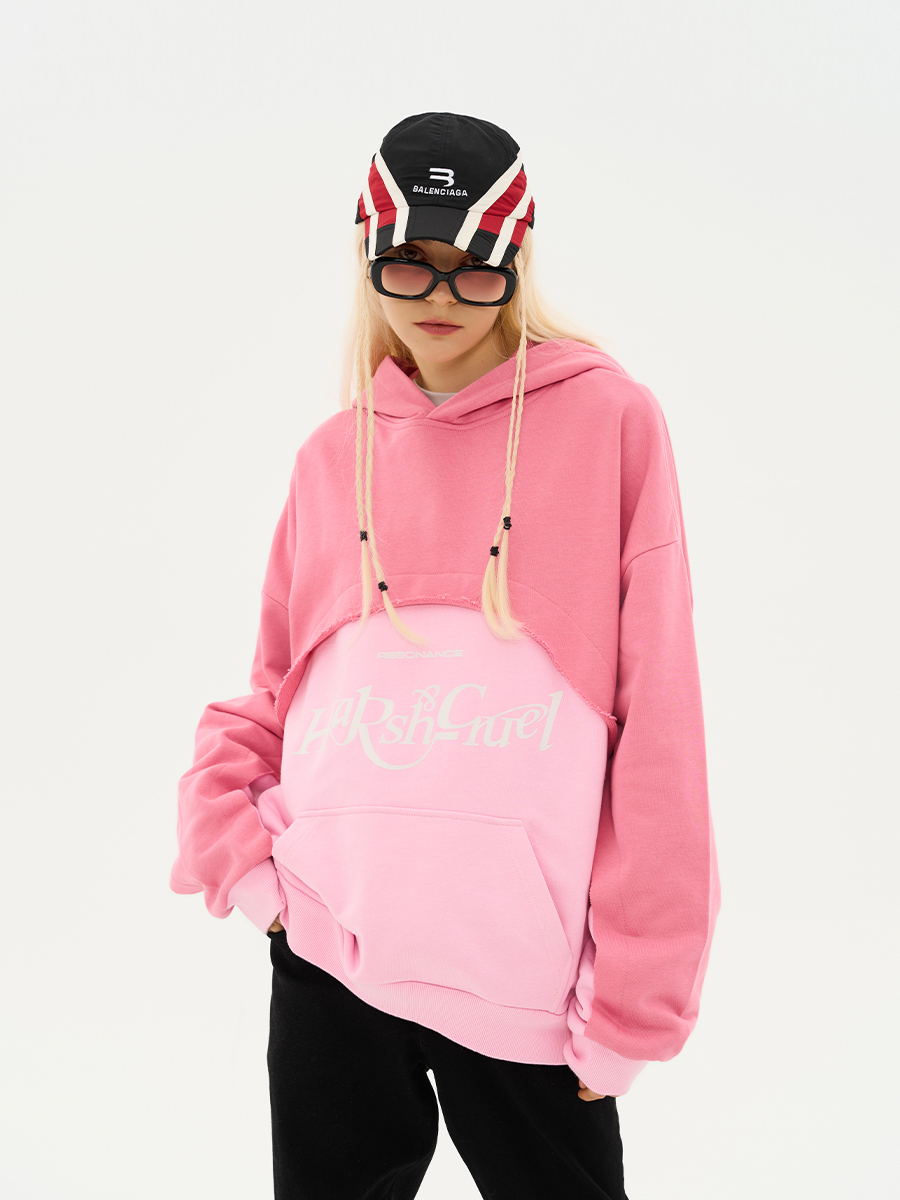 Harsh and Cruel 23SS 不規則拼接不收邊帽T HM231030021