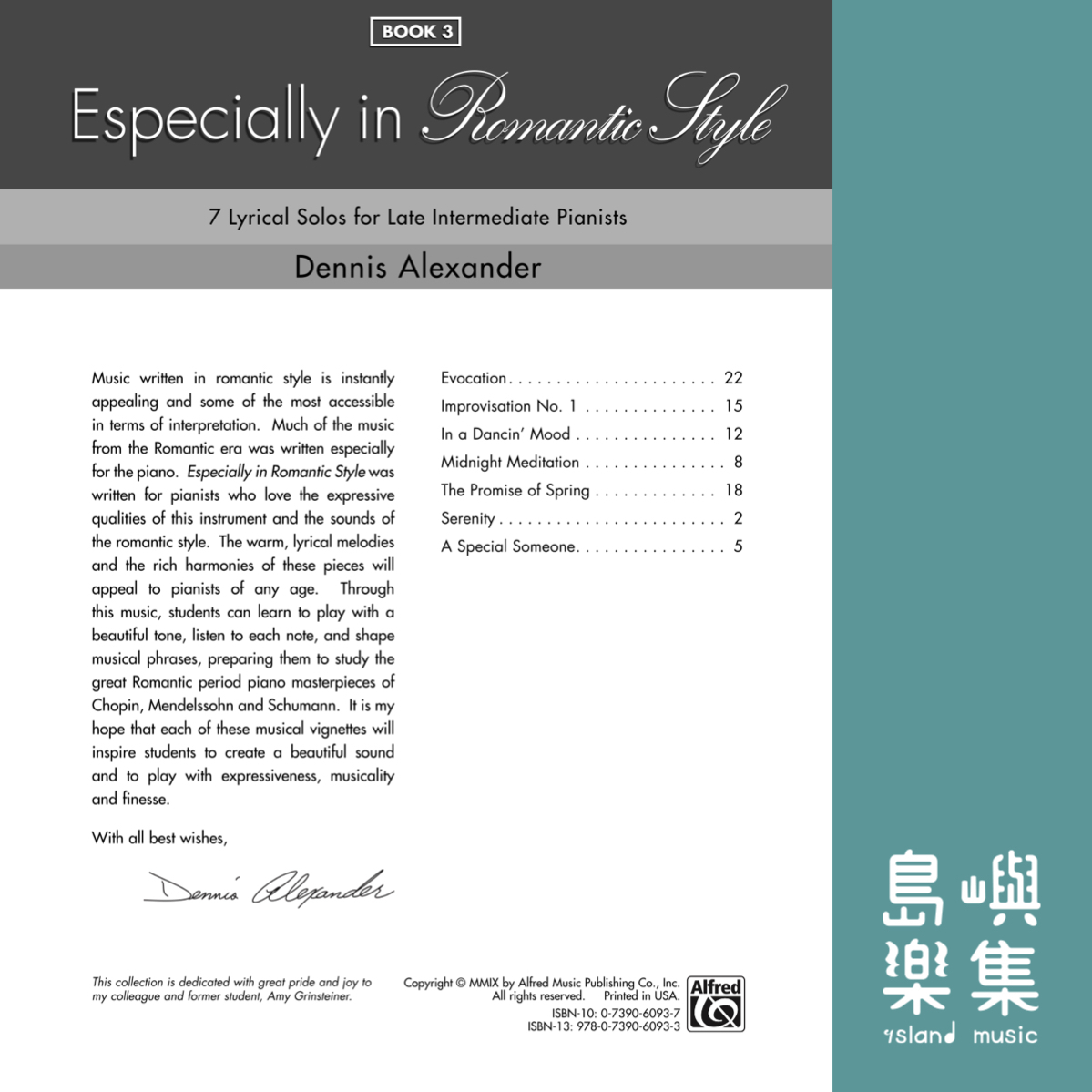 Especially in Romantic Style, Book 3: Piano Book