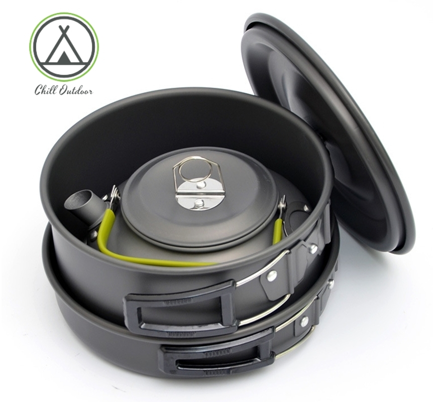 露營野炊 三件鍋具組－(附收納袋)