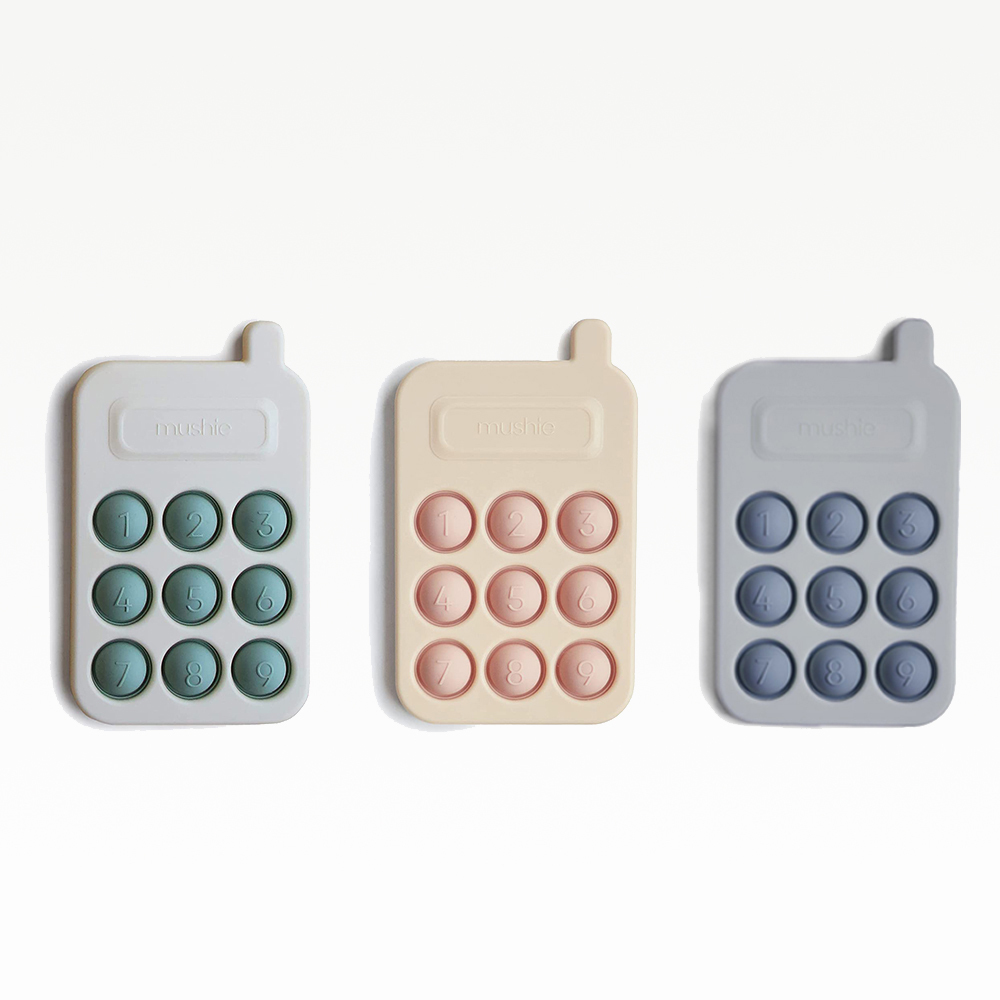 美國Mushie 手機按壓玩具-劍橋藍/腮紅/海洋藍 3色可選