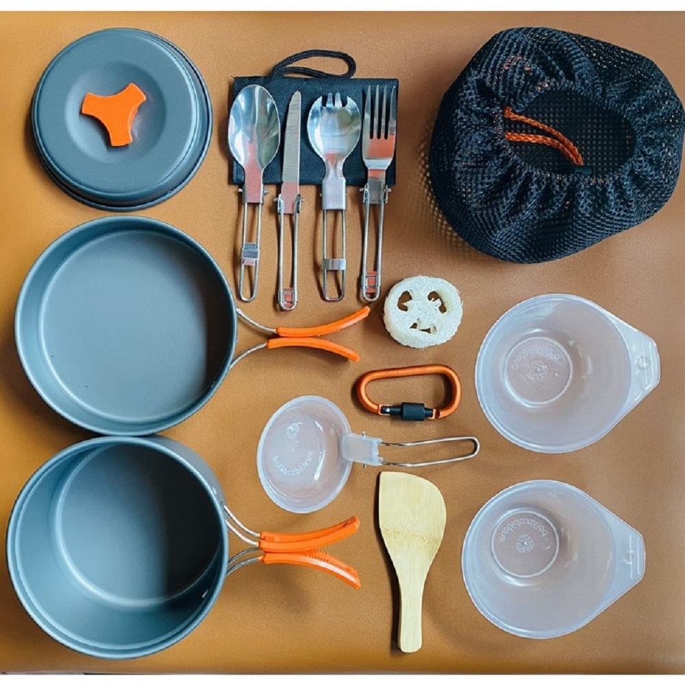 輕量 鍋具炊具組－(橘色/綠色)