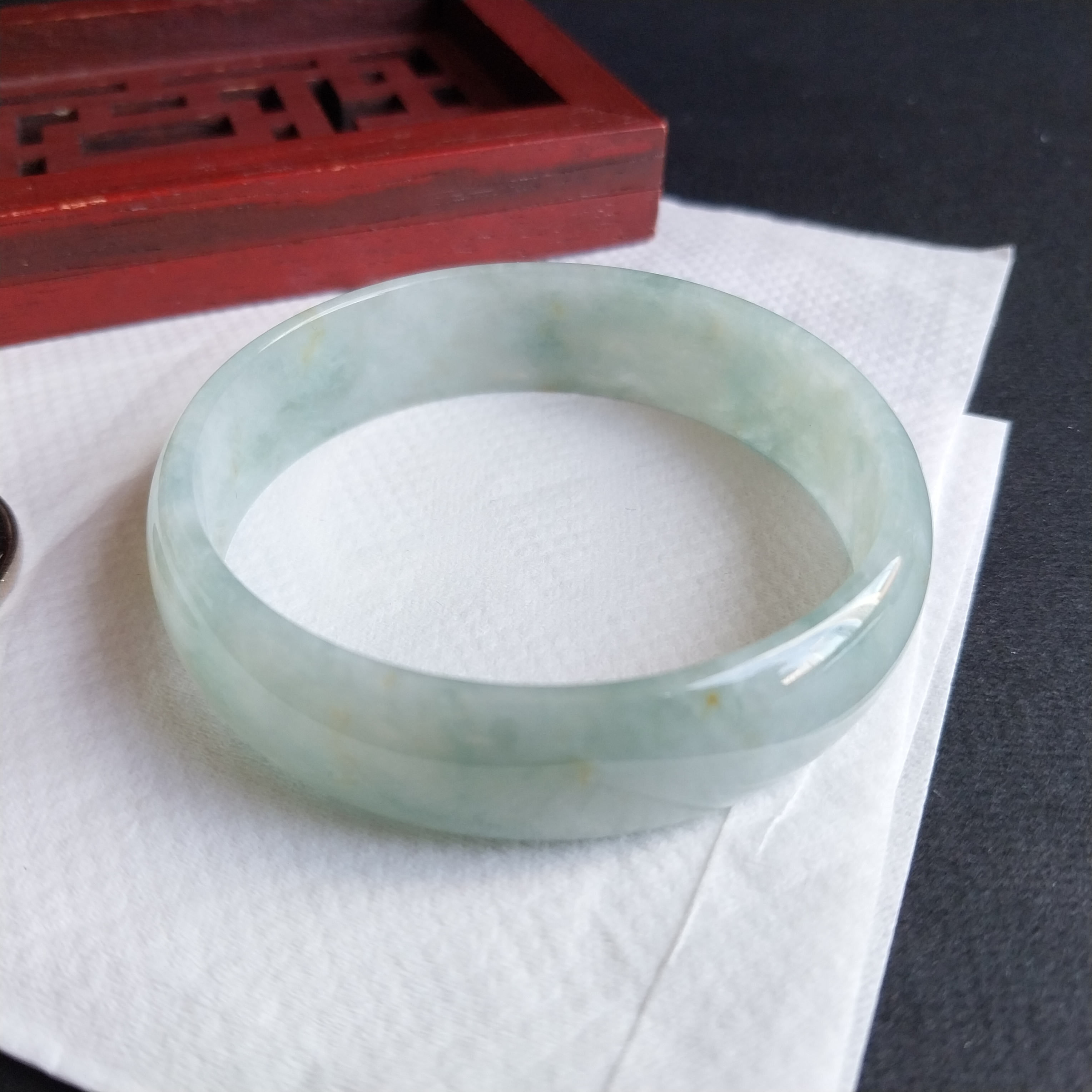 J2095 冰糯淺綠玉鐲 52mm (50-52)