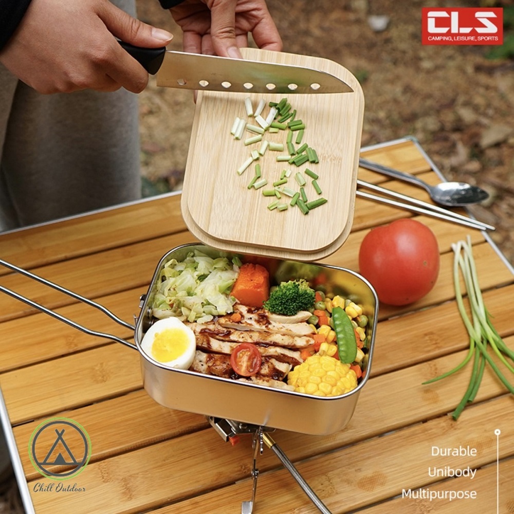 不鏽鋼木蓋便當盒 900ml