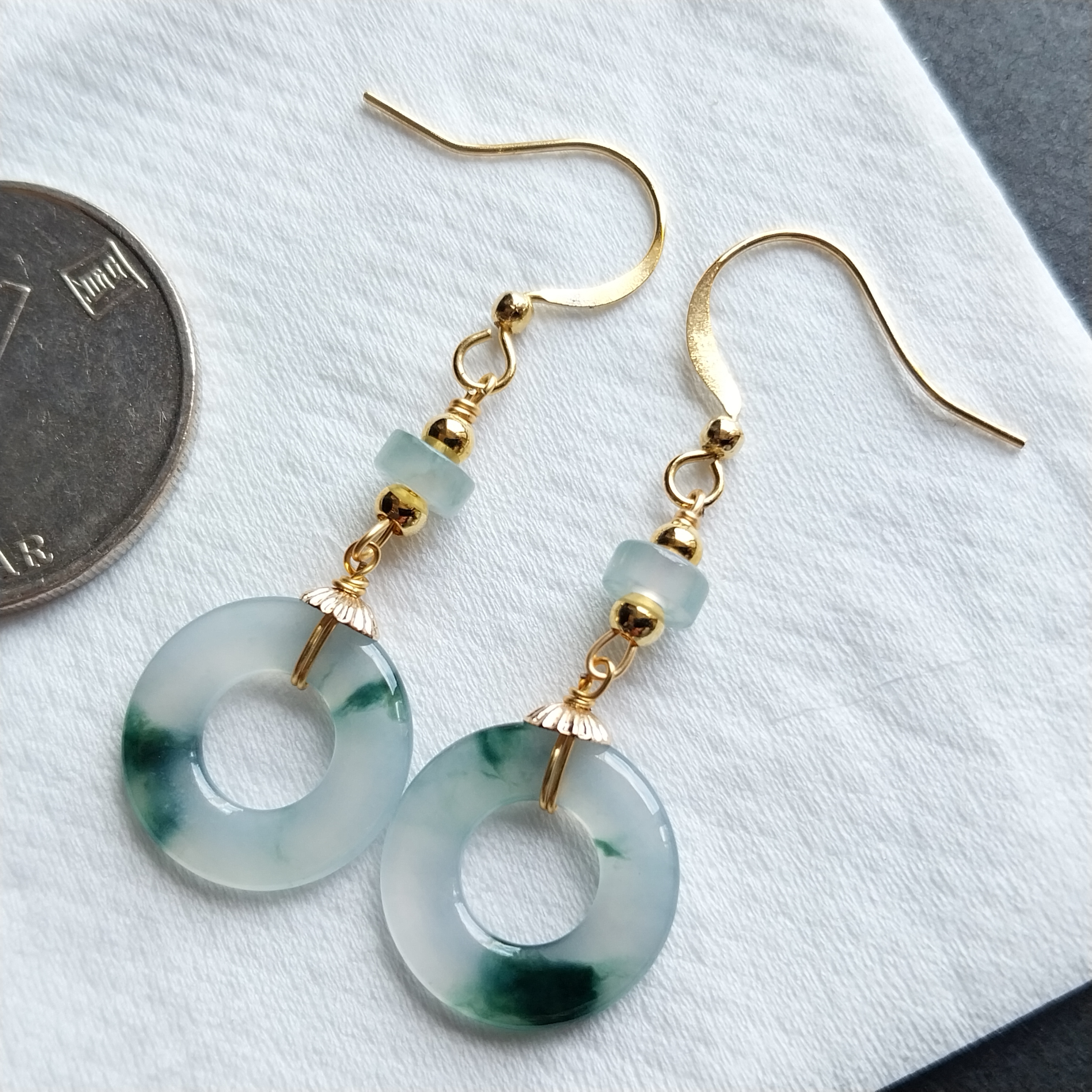 J1880 冰飄花平安環耳環