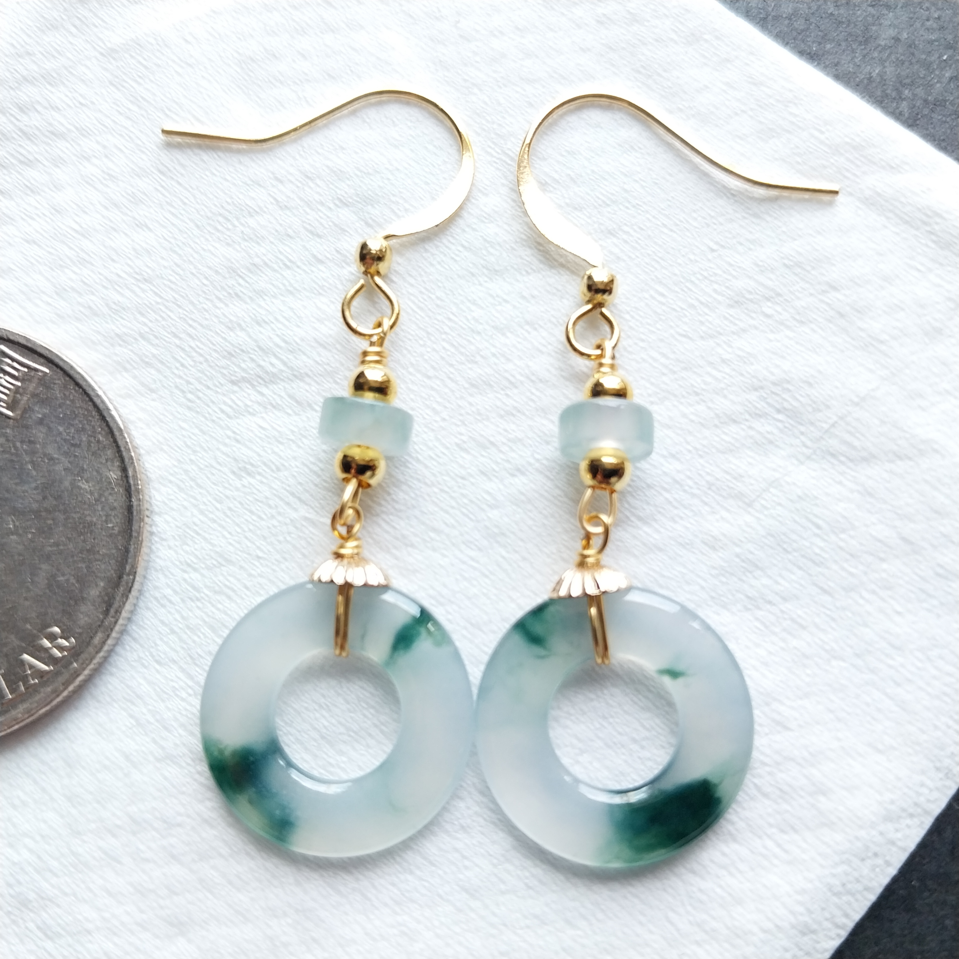 J1880 冰飄花平安環耳環