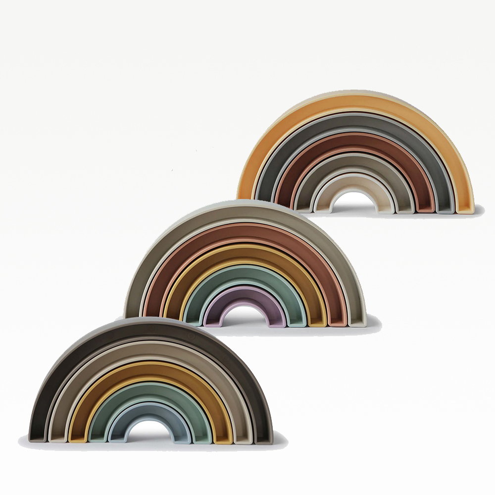 美國Mushie 彩虹疊疊樂-熱帶色系/大地色/陽光色 3款可選