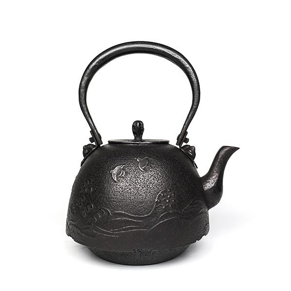 【薰山工房】南部型 波千鳥 鐵壺 1L-座付柄軸